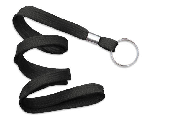 Black 3/8" (10 mm) Lanyard with Nickel-Plated Steel Split Ring @ $0.90 - MOQ of 100 units