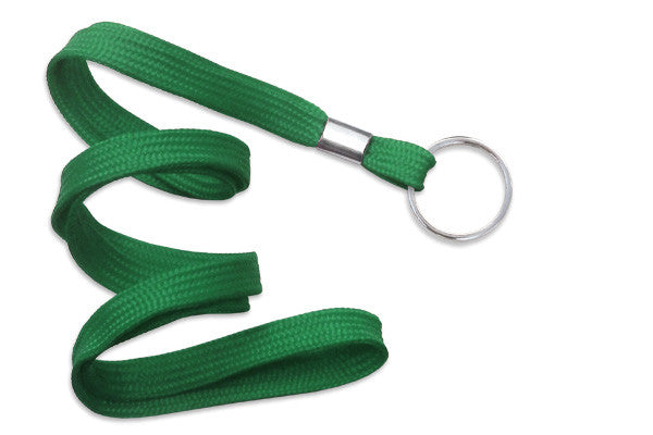 Green 3/8" (10 mm) Lanyard with Nickel-Plated Steel Split Ring @ $0.90 - MOQ of 100 units