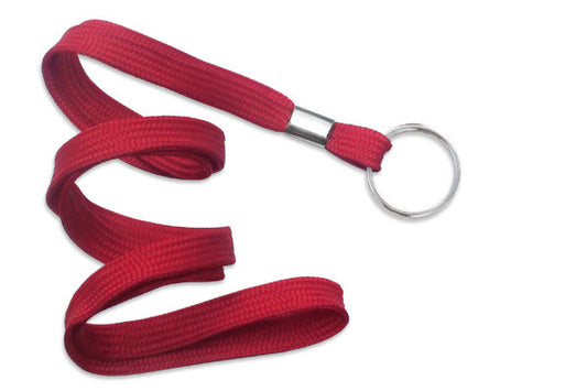 Red 3/8" (10 mm) Lanyard with Nickel-Plated Steel Split Ring @ $0.90 - MOQ of 100 units