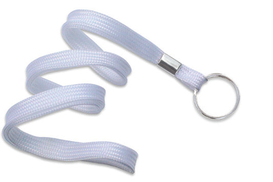 White 3/8" (10 mm) Lanyard with Nickel-Plated Steel Split Ring @ $0.90 - MOQ of 100 units