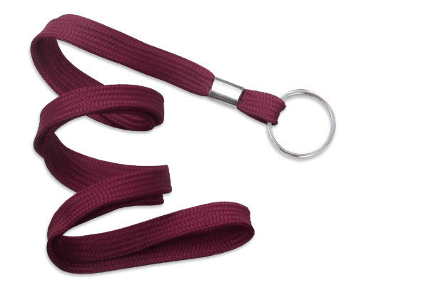 Maroon 3/8" (10 mm) Lanyard with Nickel-Plated Steel Split Ring @ $0.90 - MOQ 100 Units