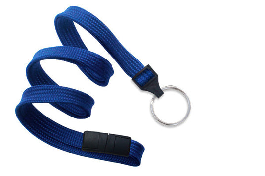 Royal Blue 3/8" (10 mm) Breakaway Lanyard with Nickel-Plated Steel Split Ring - MOQ of 100 units