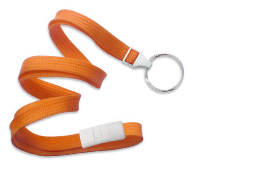 Orange 3/8" (10 mm) Breakaway Lanyard with Nickel-Plated Steel Split Ring - MOQ of 100 units