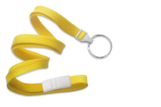 Yellow 3/8" (10 mm) Breakaway Lanyard with Nickel-Plated Steel Split Ring - MOQ of 100 units