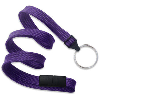 Purple 3/8" (10 mm) Breakaway Lanyard with Nickel-Plated Steel Split Ring - MOQ of 100 units