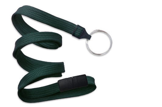 Forest Green 3/8" (10 mm) Breakaway Lanyard with Nickel-Plated Steel Split Ring - MOQ of 100 units