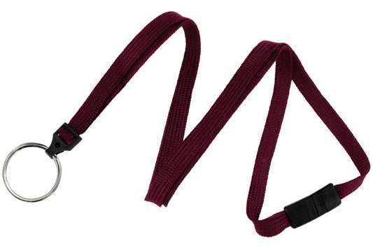 Maroon 3/8" (10 mm) Breakaway Lanyard with Nickel-Plated Steel Split Ring - MOQ of 100 units